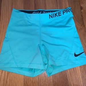 Mint green Nike pro shorts- dry fit